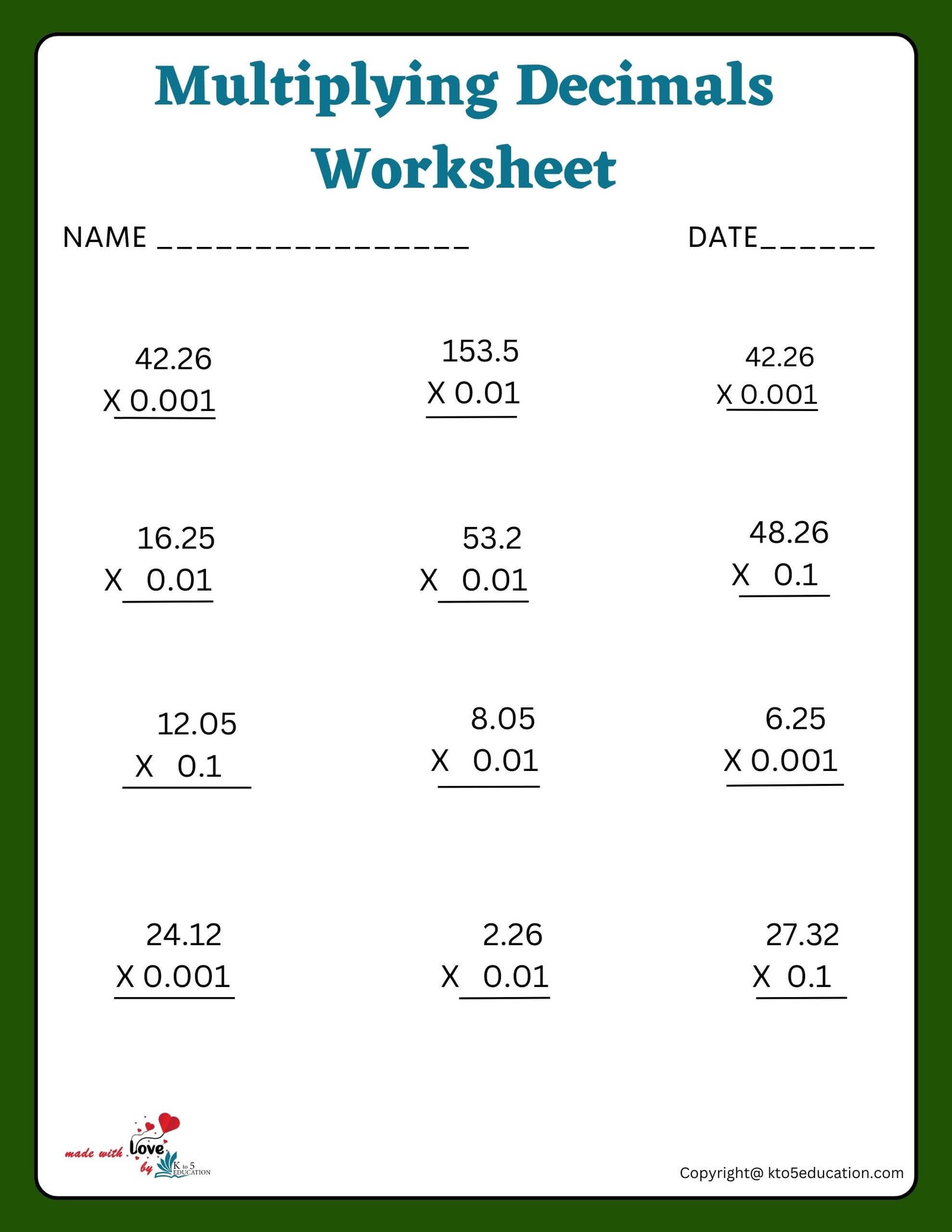 76 Multiply By Decimals Worksheet 18