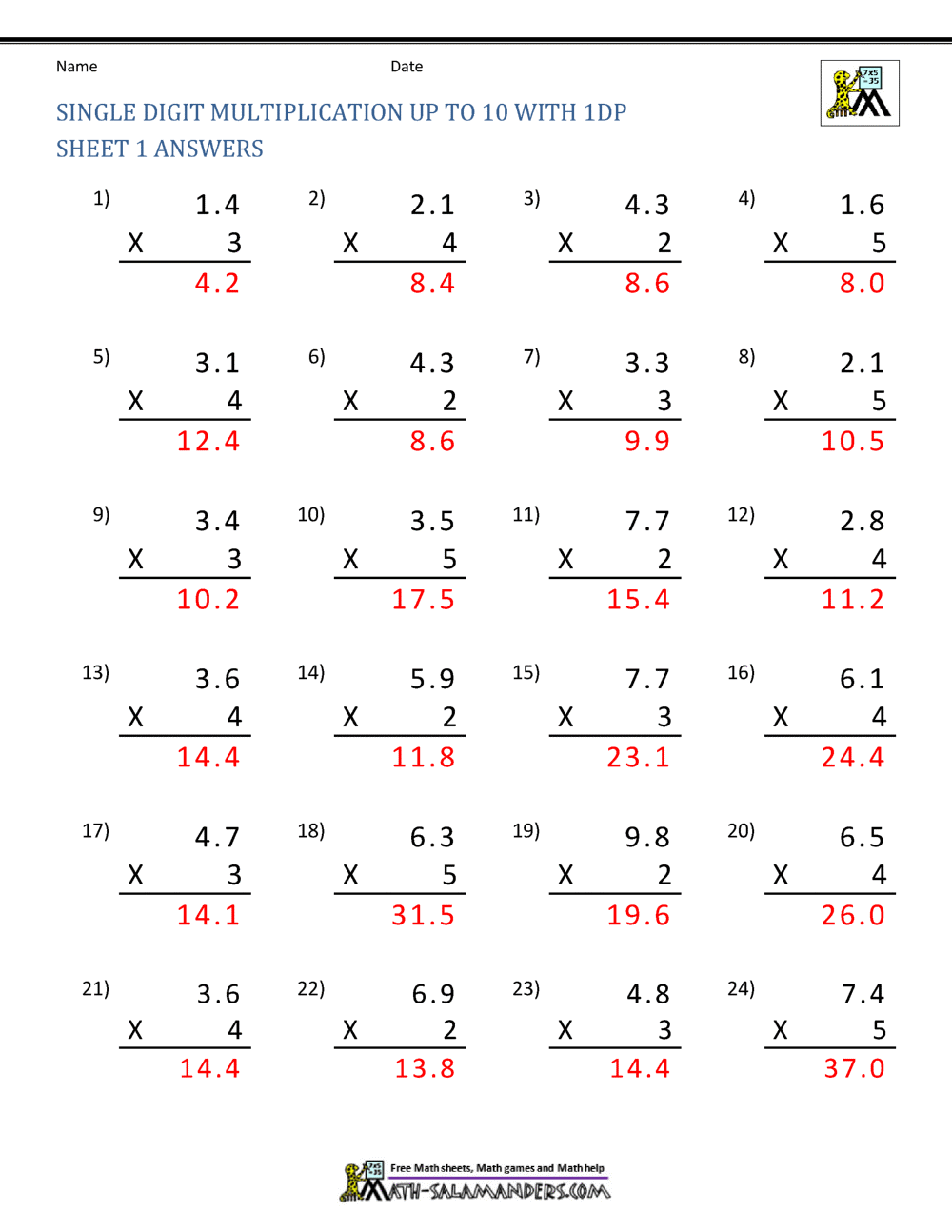 76 Multiply By Decimals Worksheet 28