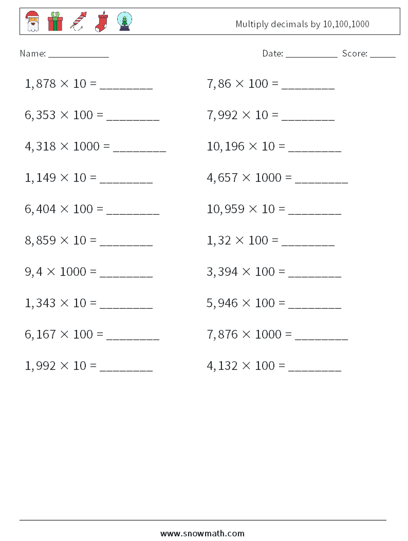 76 Multiply By Decimals Worksheet 33