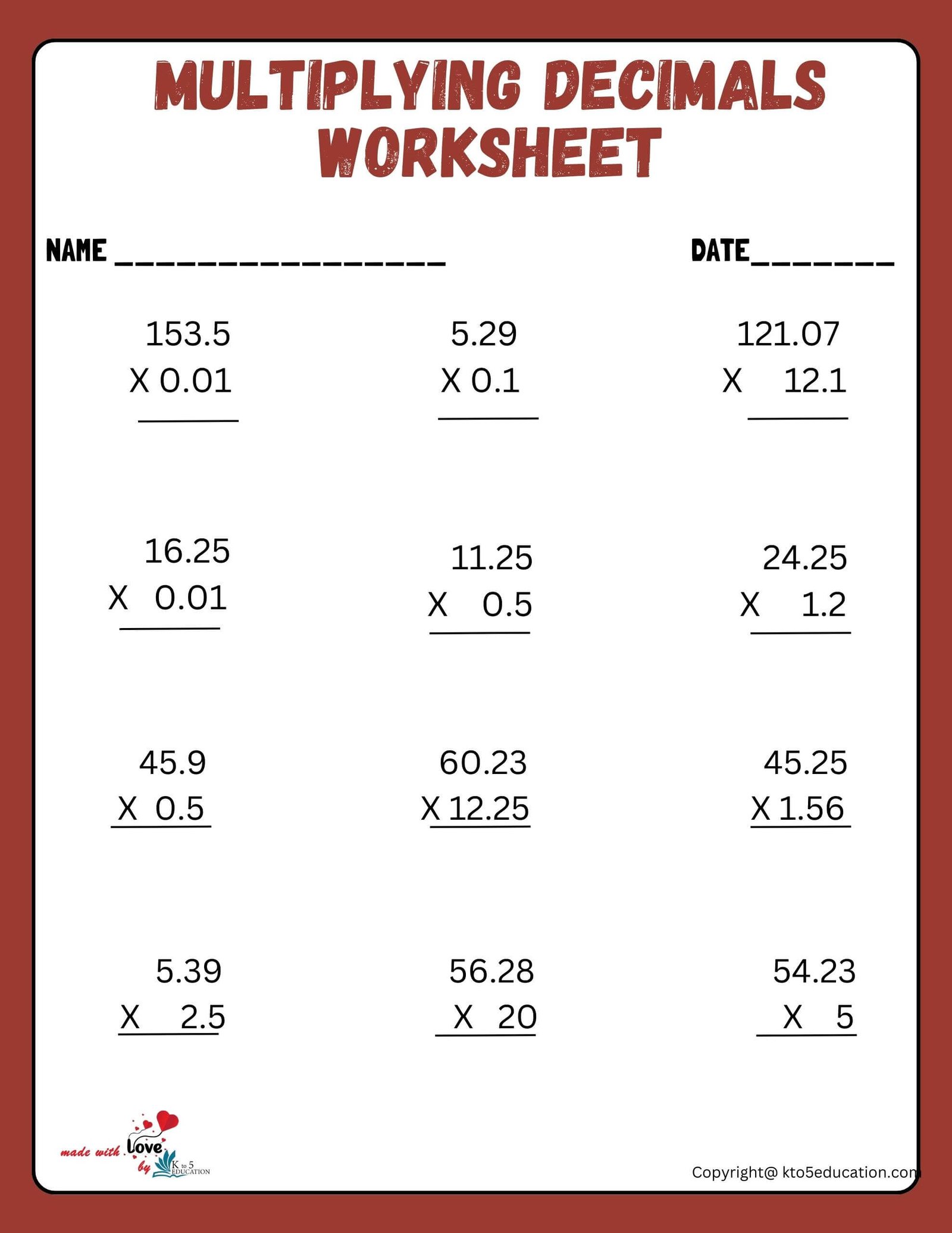 76 Multiply By Decimals Worksheet 41