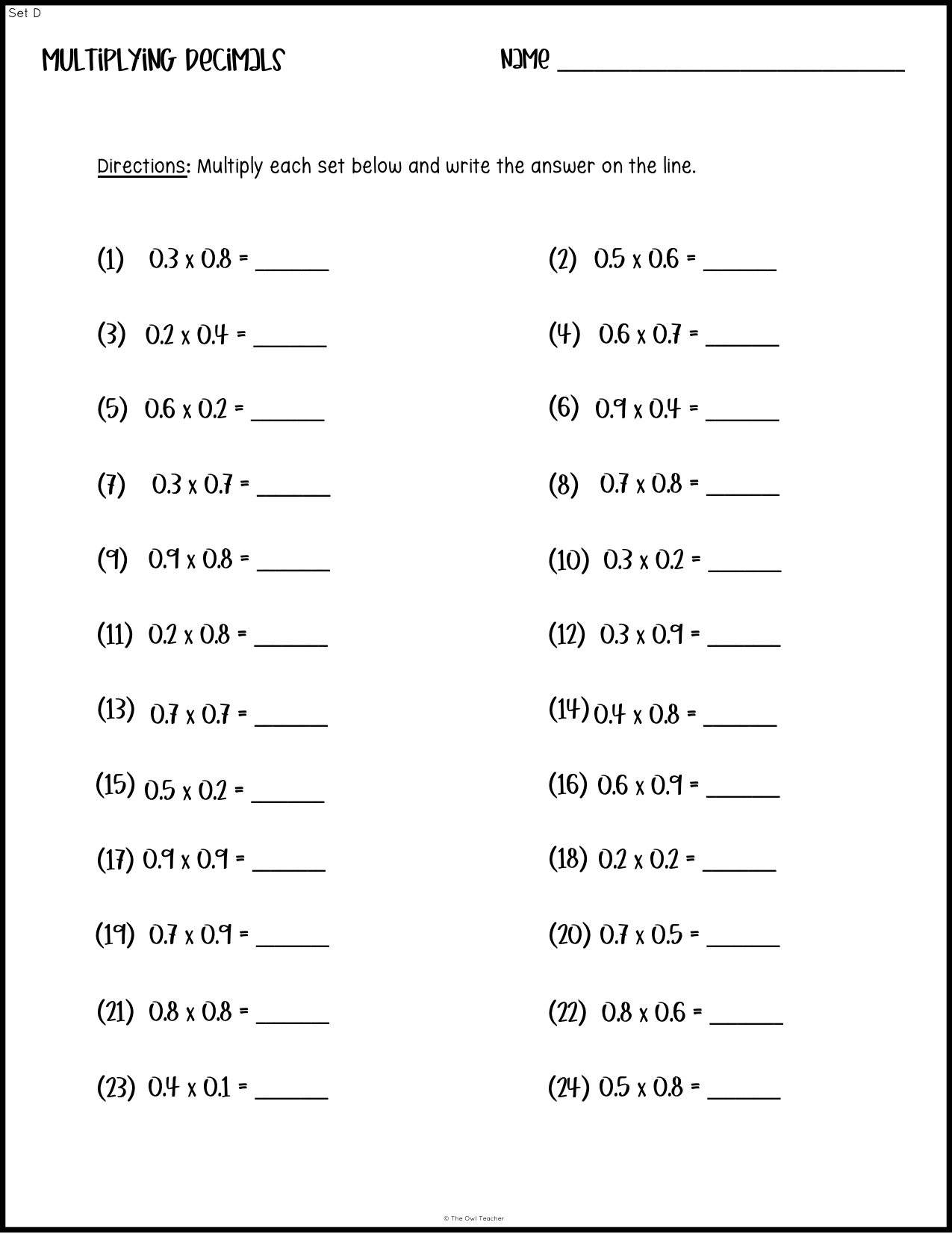 76 Multiply By Decimals Worksheet 45