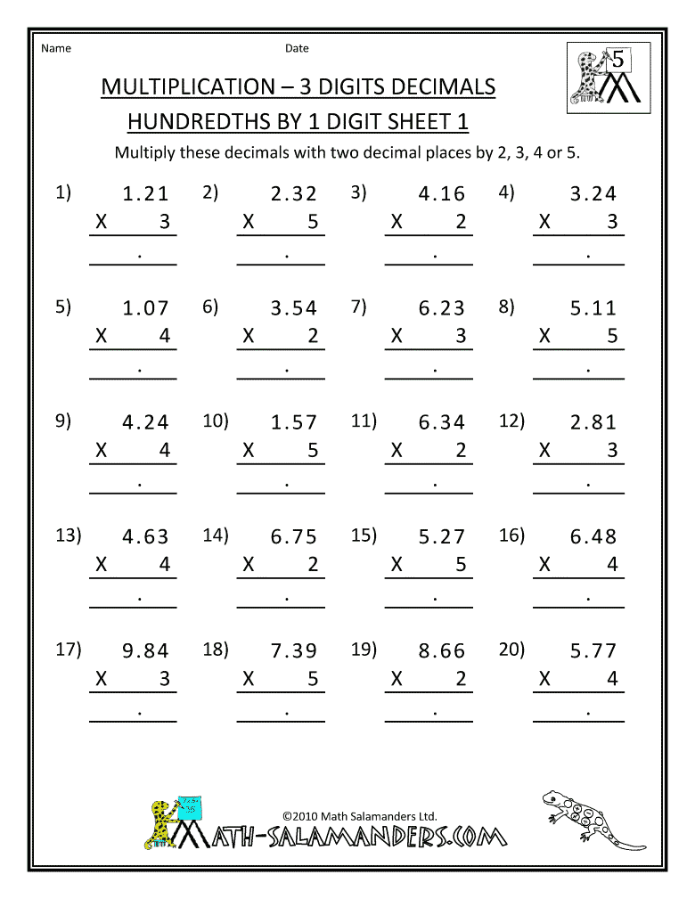 76 Multiply By Decimals Worksheet 50