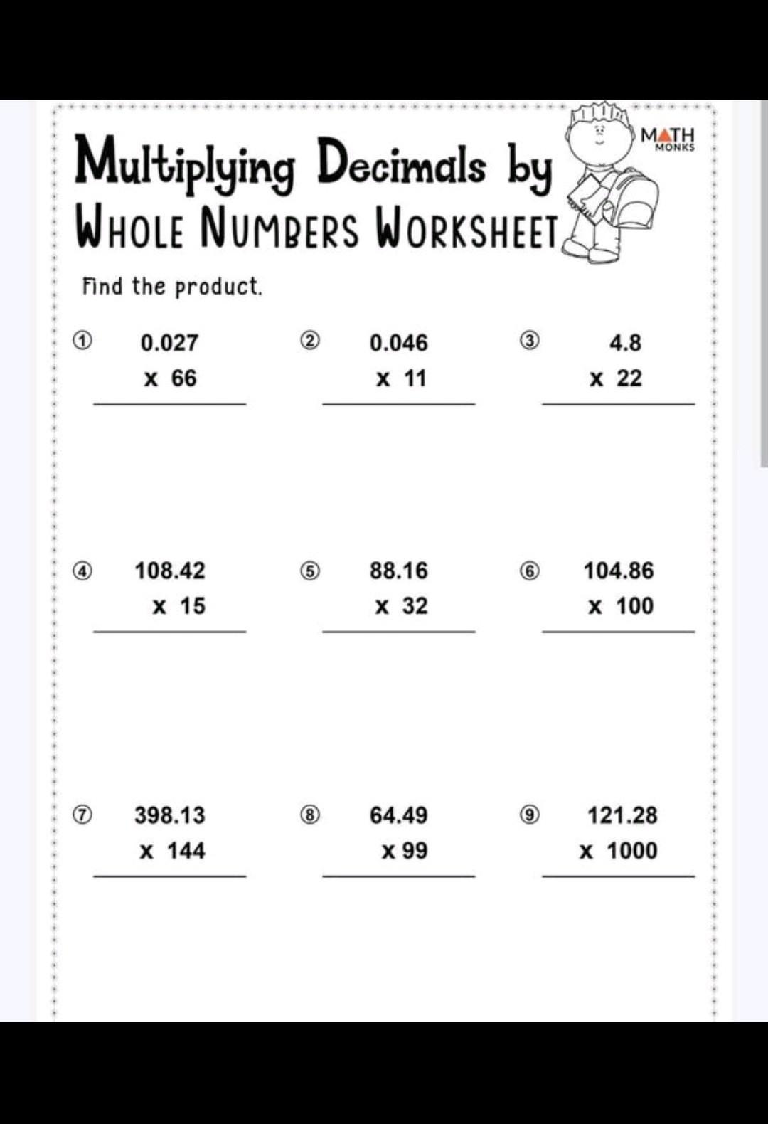 76 Multiply By Decimals Worksheet 52