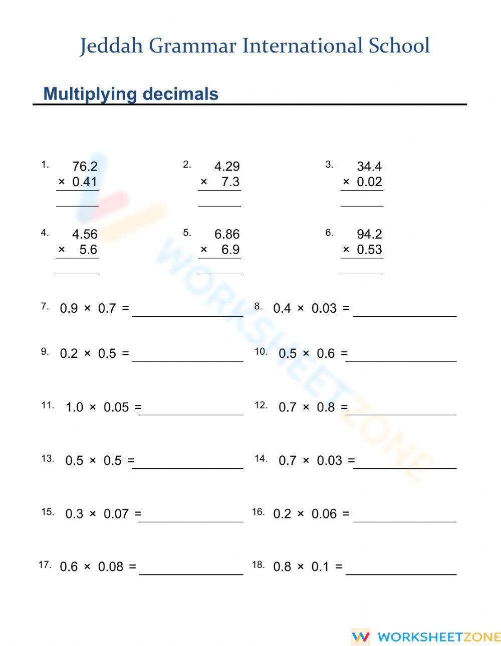 76 Multiply By Decimals Worksheet 57