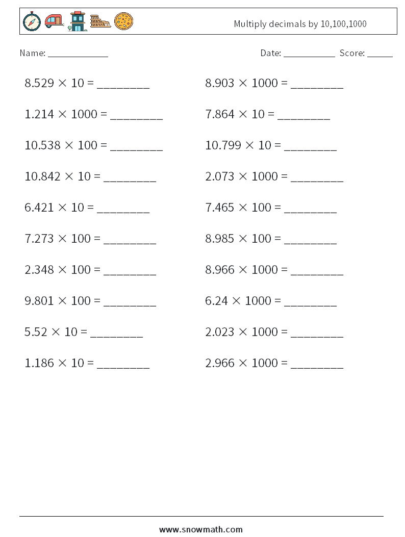 76 Multiply By Decimals Worksheet 59