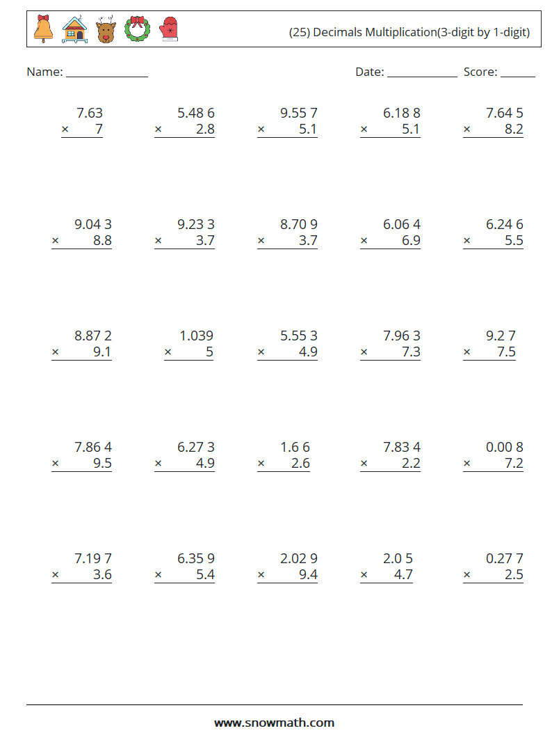 76 Multiply By Decimals Worksheet 67