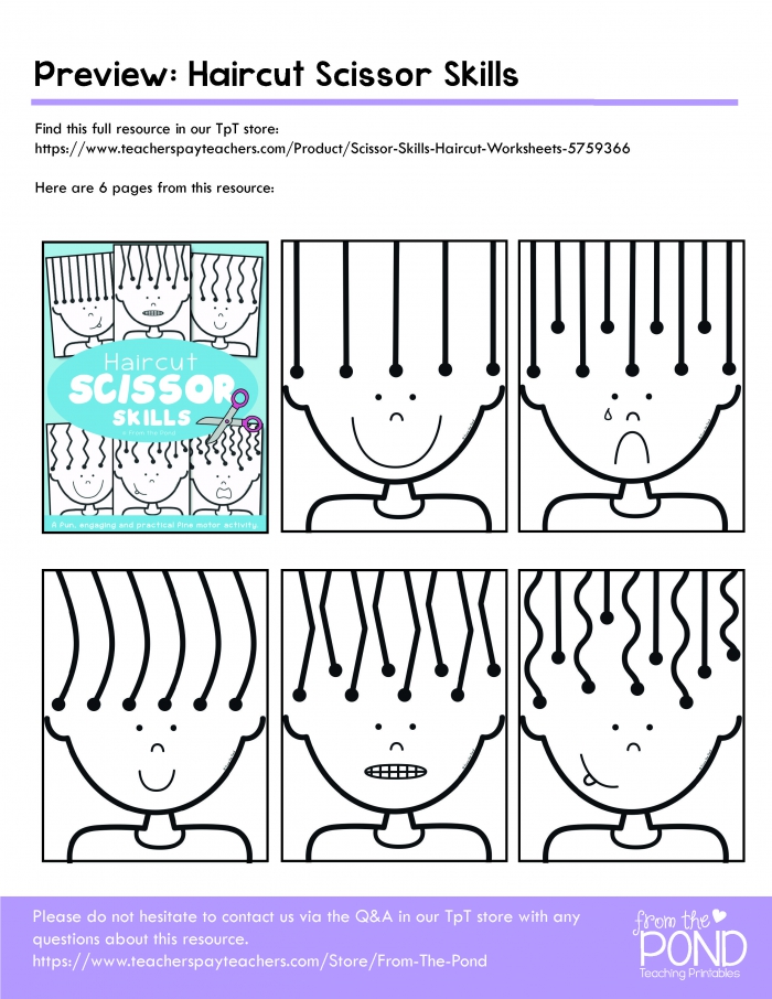 80 Scissor Skills Haircut Worksheets 5