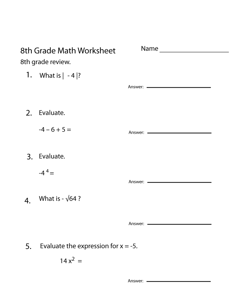 Best 60+ Math Worksheets 8Th Grade 11