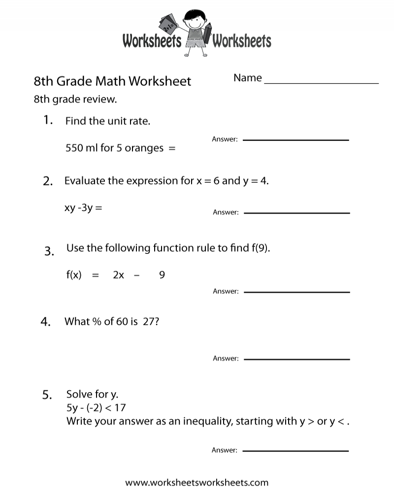 Best 60+ Math Worksheets 8Th Grade 9