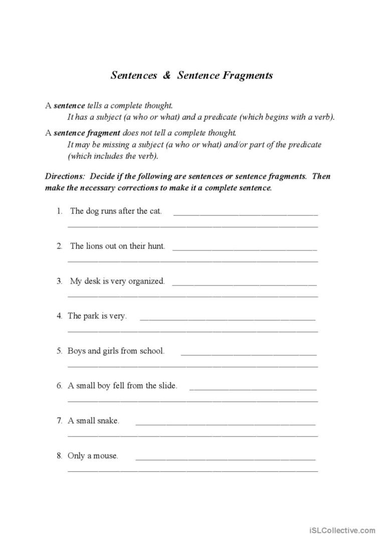 Best 65 Sentence Or Fragment Worksheet 11