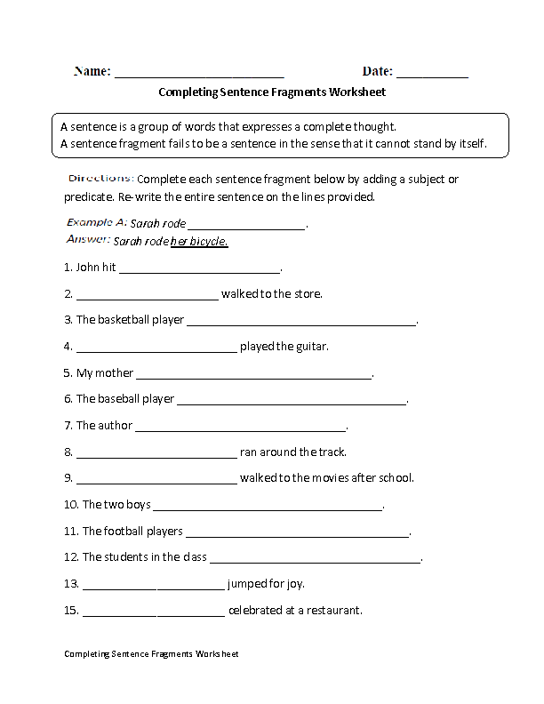 Best 65 Sentence Or Fragment Worksheet 23