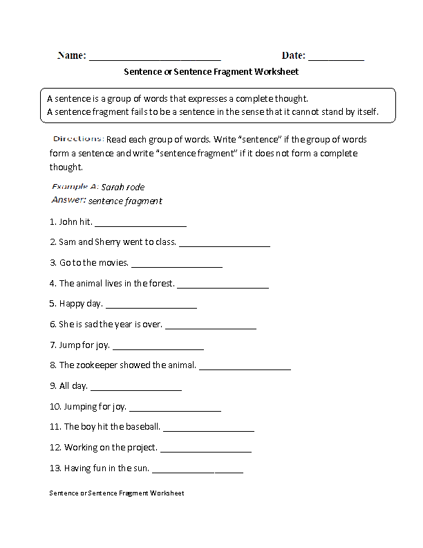 Best 65 Sentence Or Fragment Worksheet 26