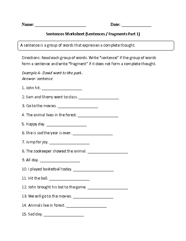 Best 65 Sentence Or Fragment Worksheet 40