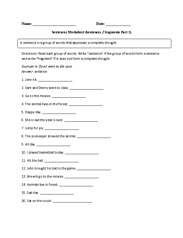 Best 65 Sentence Or Fragment Worksheet 55