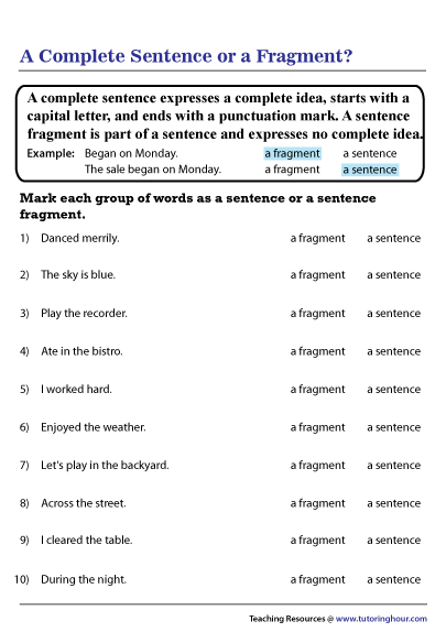 Best 65 Sentence Or Fragment Worksheet 7