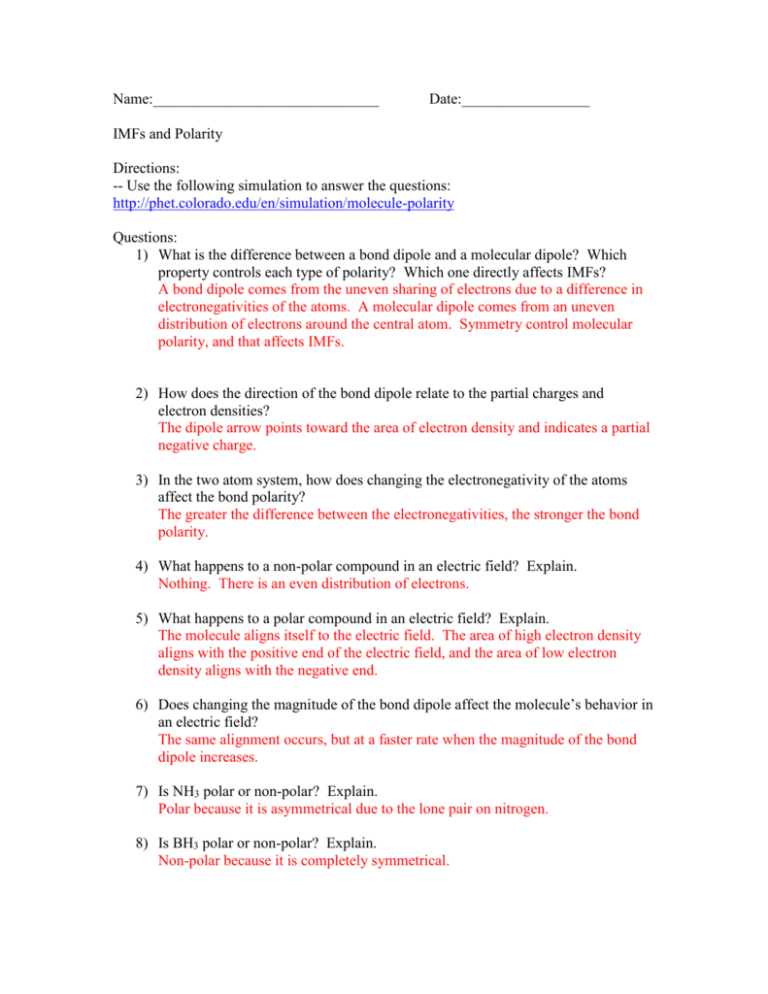 Save 62+ Polarity Of Molecules Worksheets 50