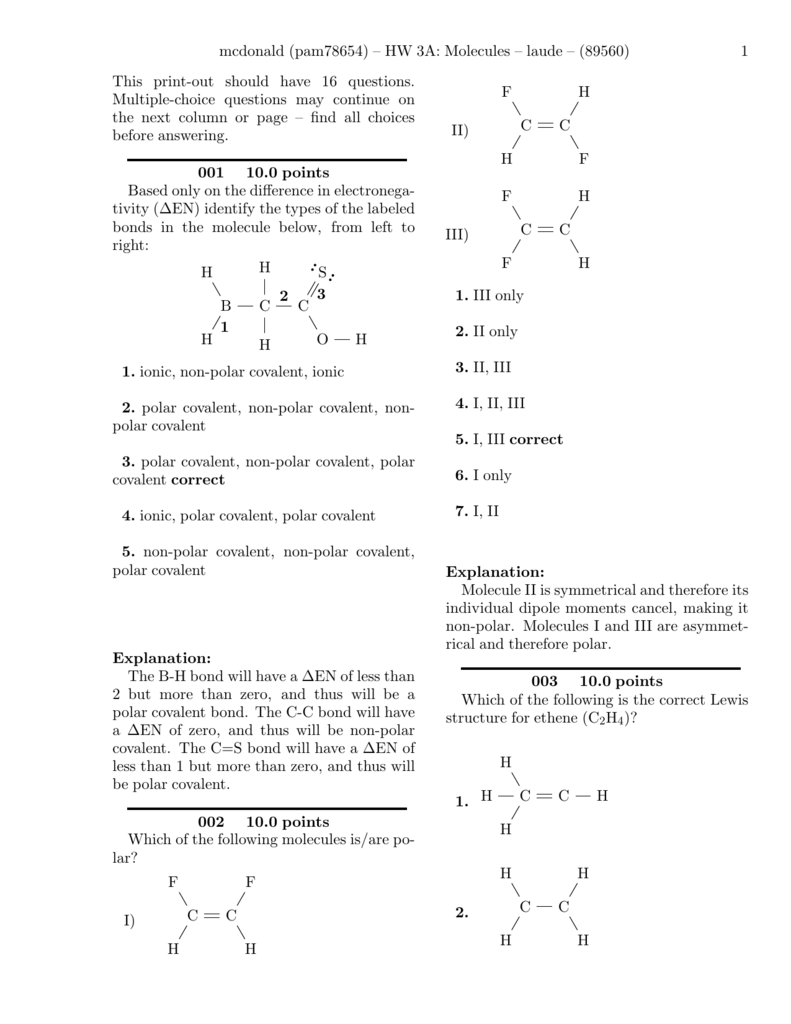 Save 62+ Polarity Of Molecules Worksheets 59