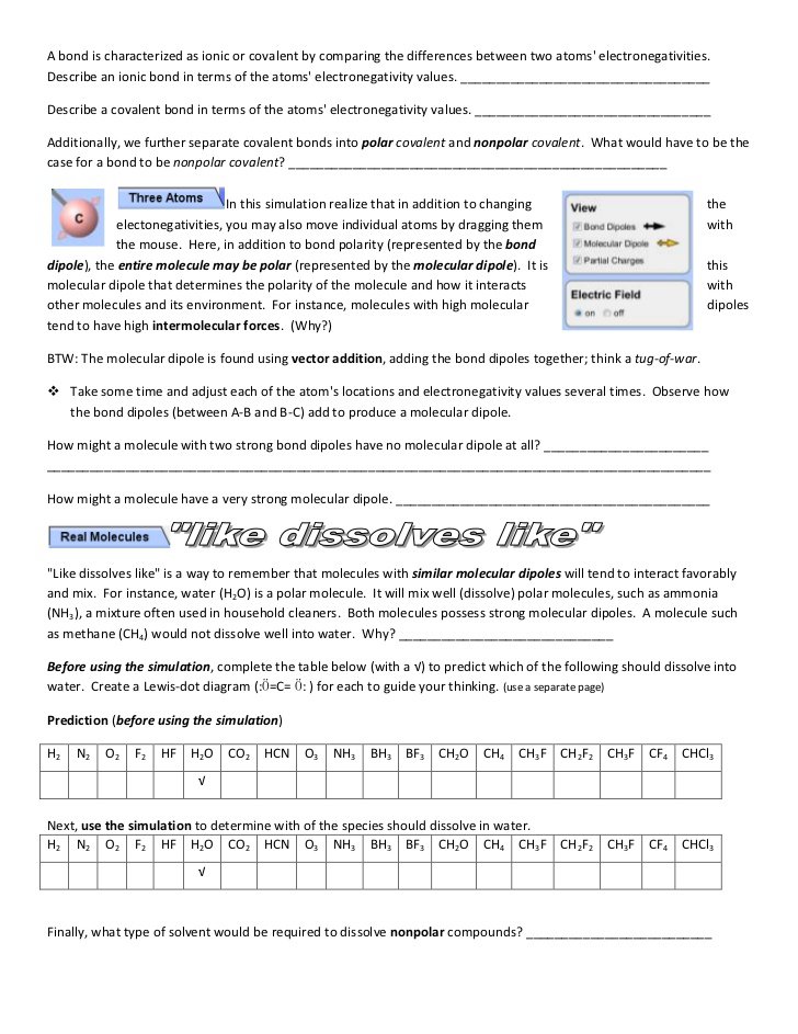 Save 62+ Polarity Of Molecules Worksheets 63