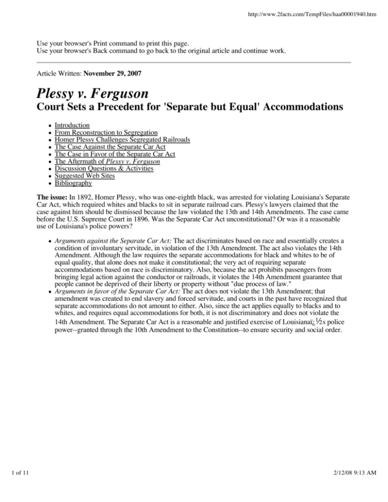 50 Plessy V Ferguson Worksheets 11