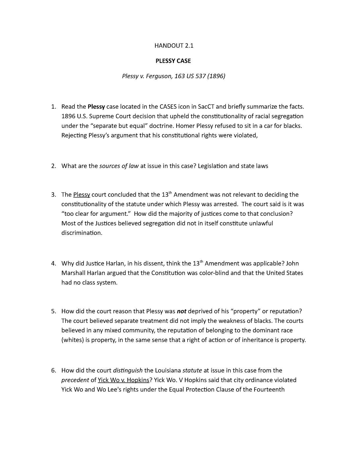 50 Plessy V Ferguson Worksheets 23