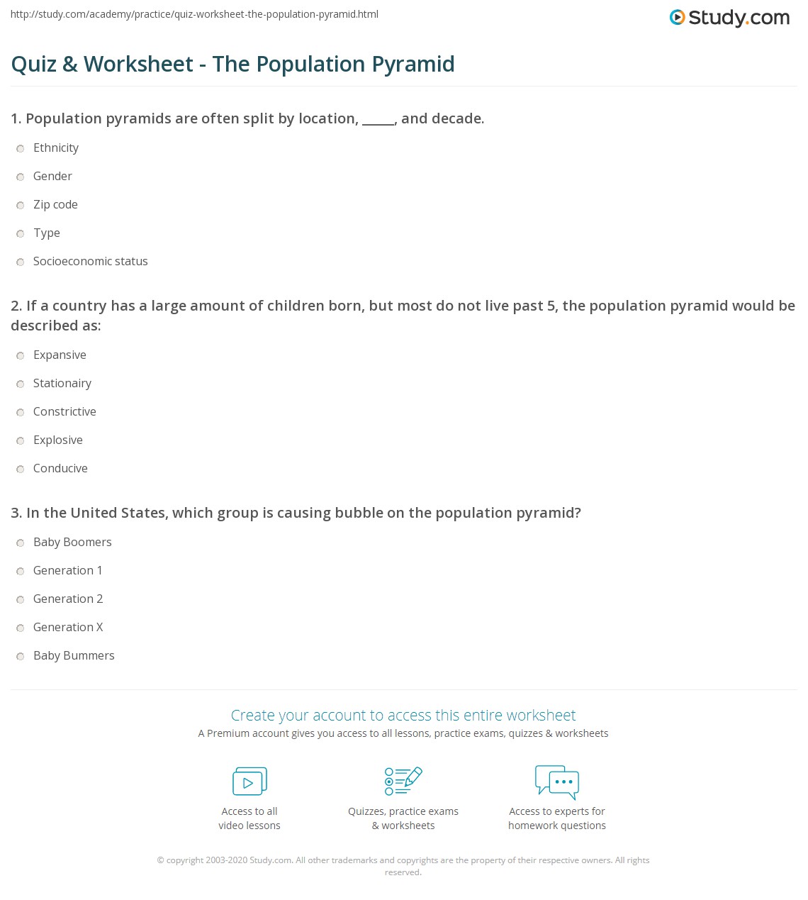 50 Population Pyramids Worksheets Answers 3