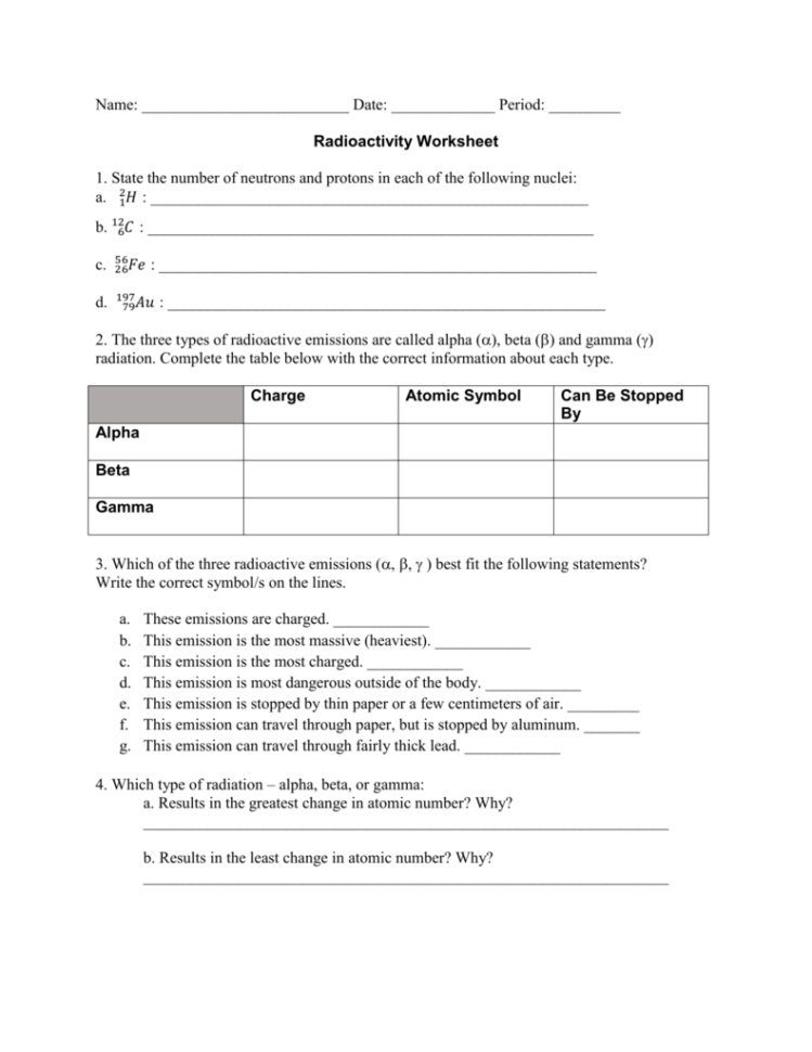 50 Radioactive Decay Worksheets Answers 16