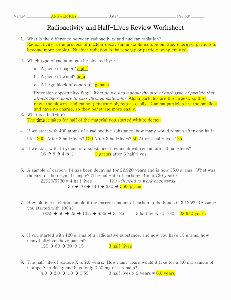 50 Radioactive Decay Worksheets Answers 20