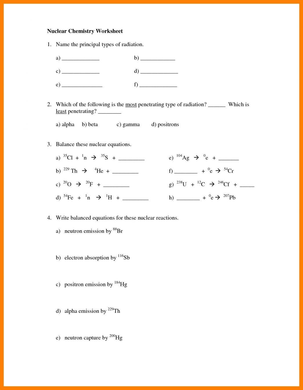 50 Radioactive Decay Worksheets Answers 40