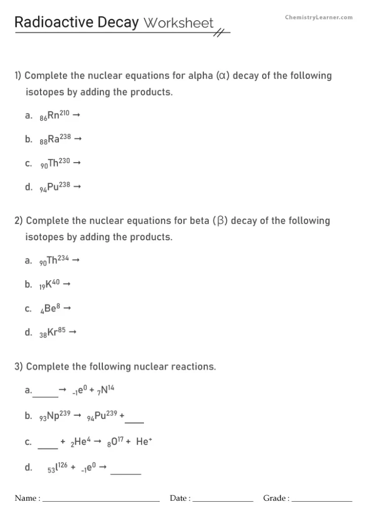 50 Radioactive Decay Worksheets Answers 51