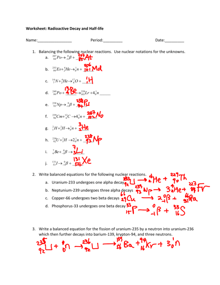 50 Radioactive Decay Worksheets Answers 8