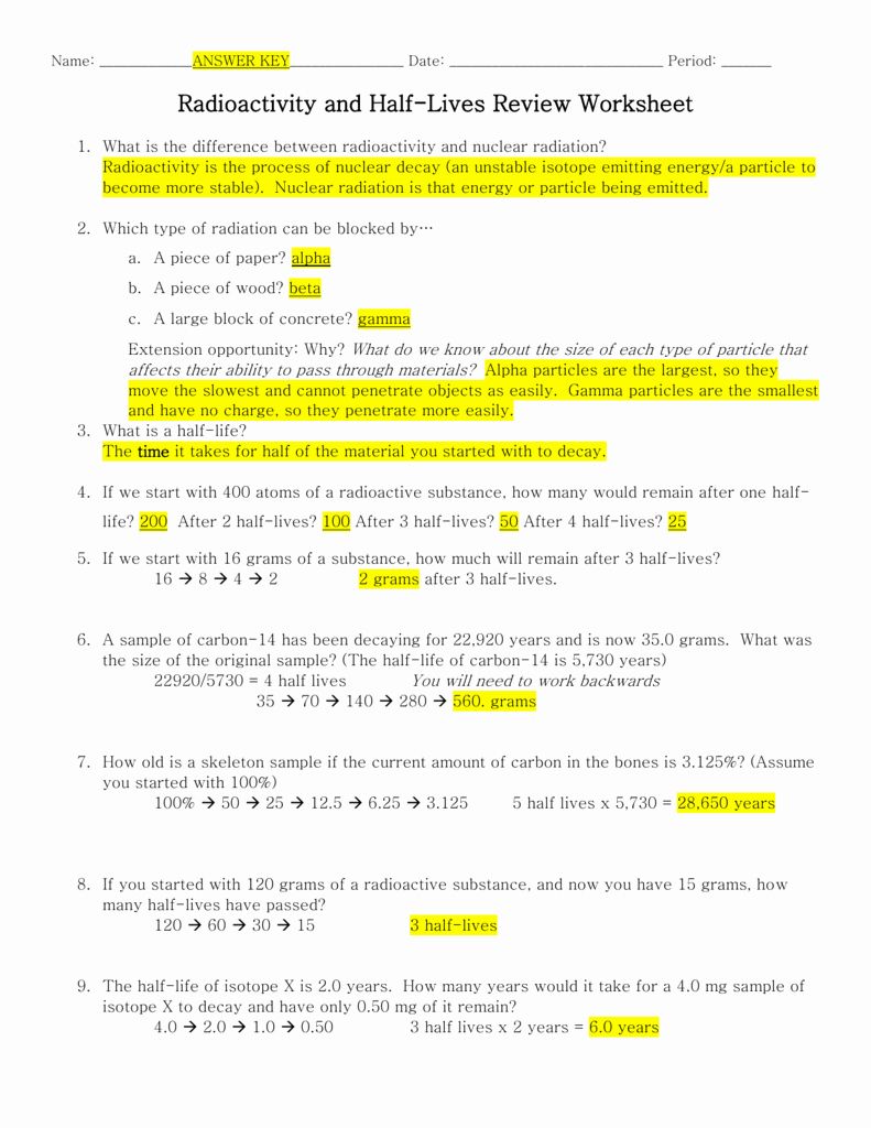 50 Radioactive Decay Worksheets Answers 9