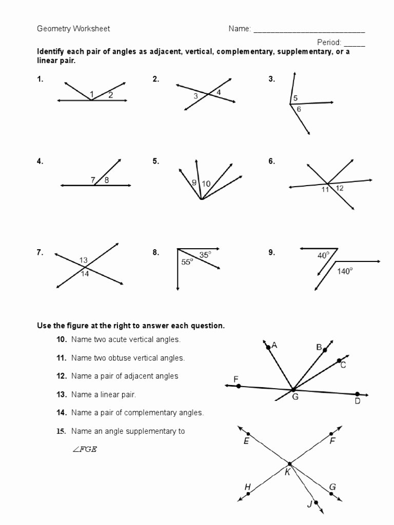 50 Vertical Angles Worksheets Pdf 1