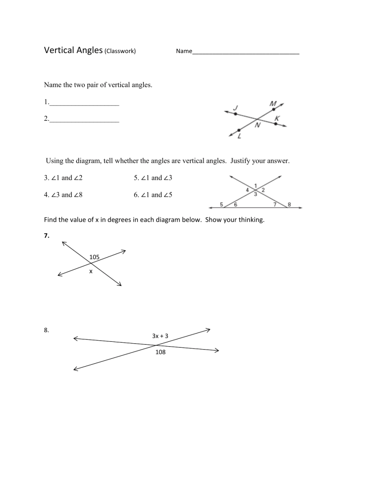 50 Vertical Angles Worksheets Pdf 20