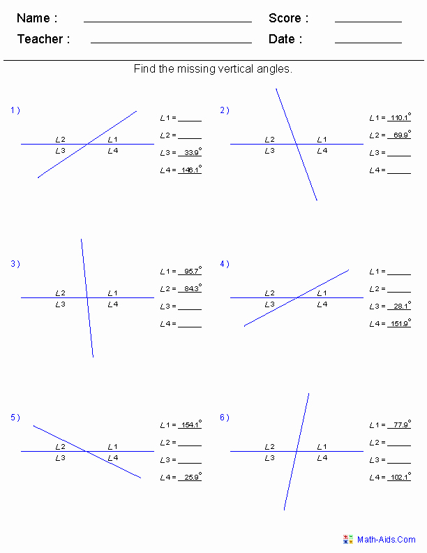 50 Vertical Angles Worksheets Pdf 40