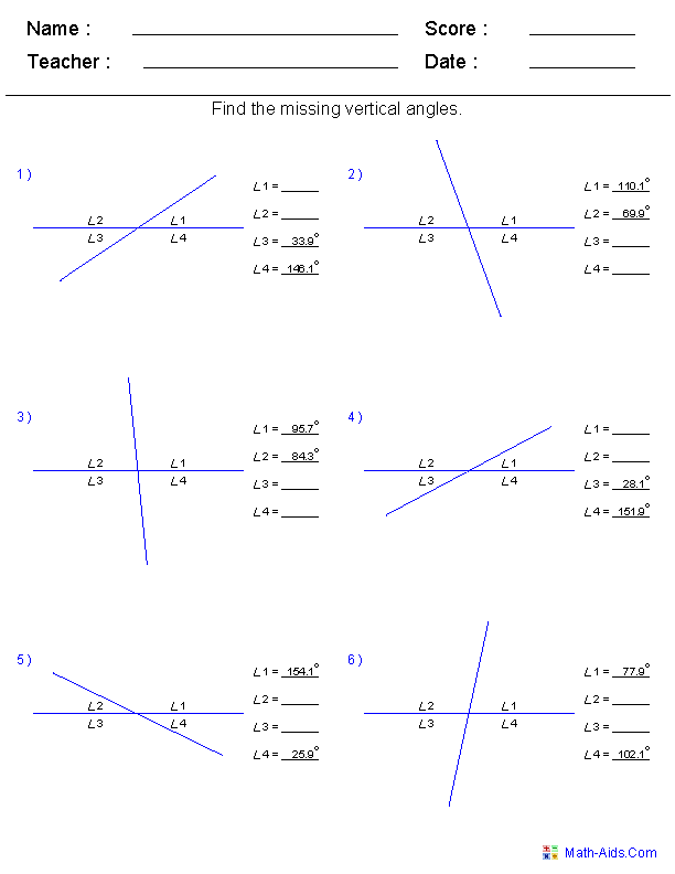 50 Vertical Angles Worksheets Pdf 48