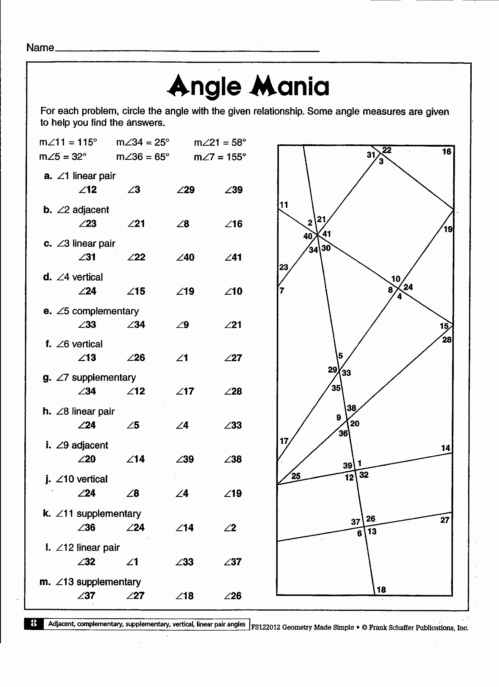 50 Vertical Angles Worksheets Pdf 5