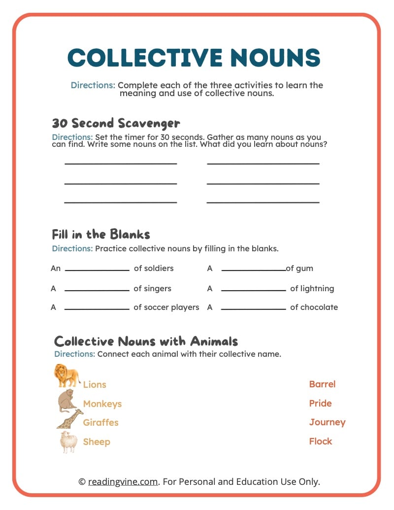 55 Worksheets Of Collective Noun 1