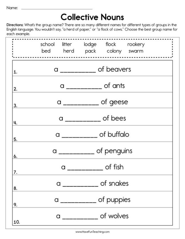 55 Worksheets Of Collective Noun 27