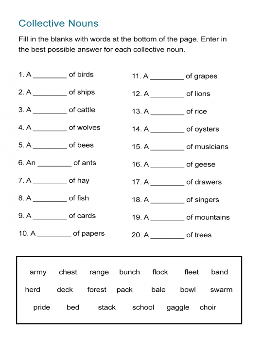 55 Worksheets Of Collective Noun 8