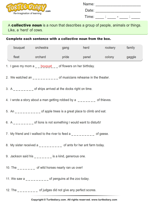 55 Worksheets Of Collective Noun 9