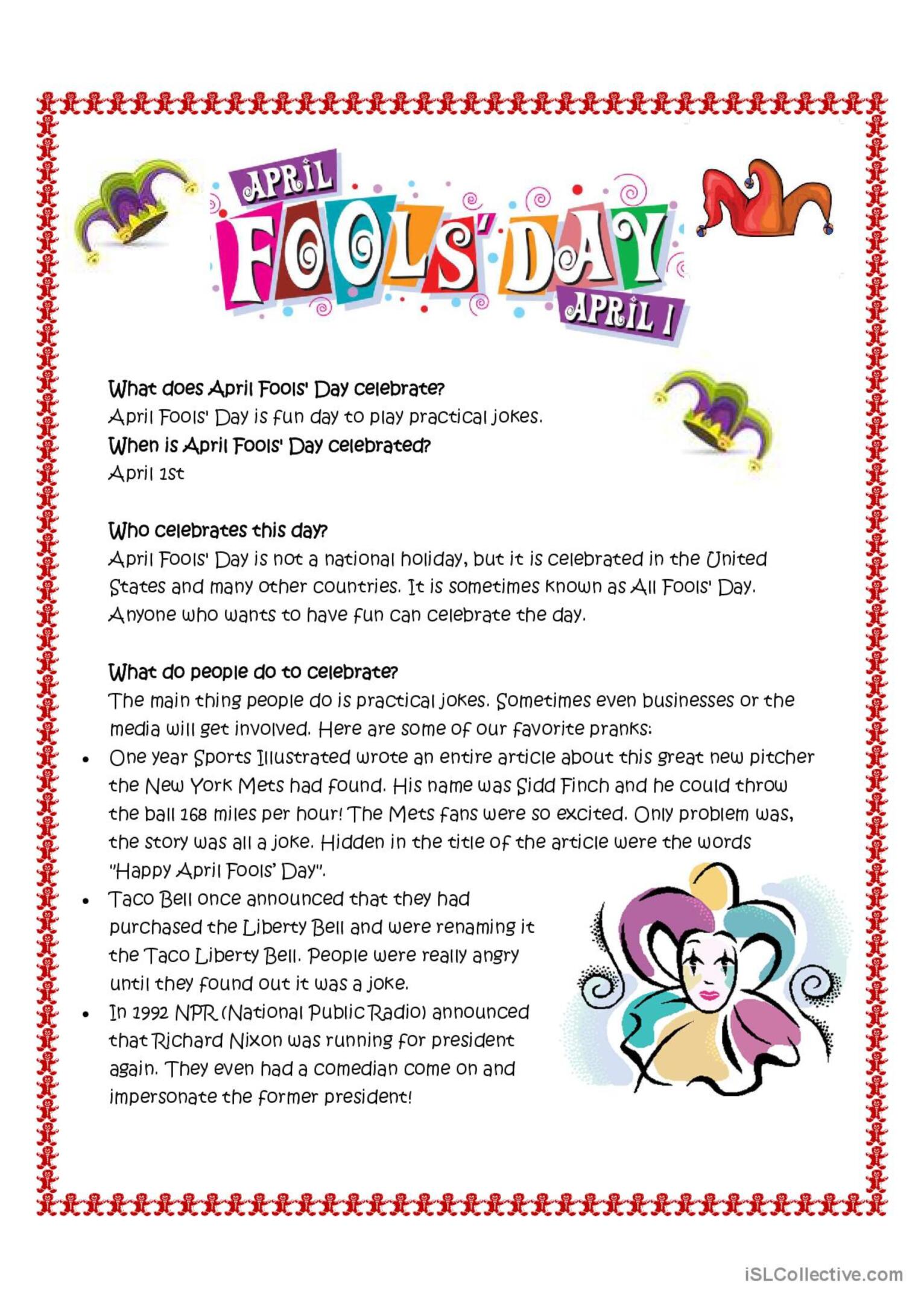 60 April Fools Day Worksheets 25