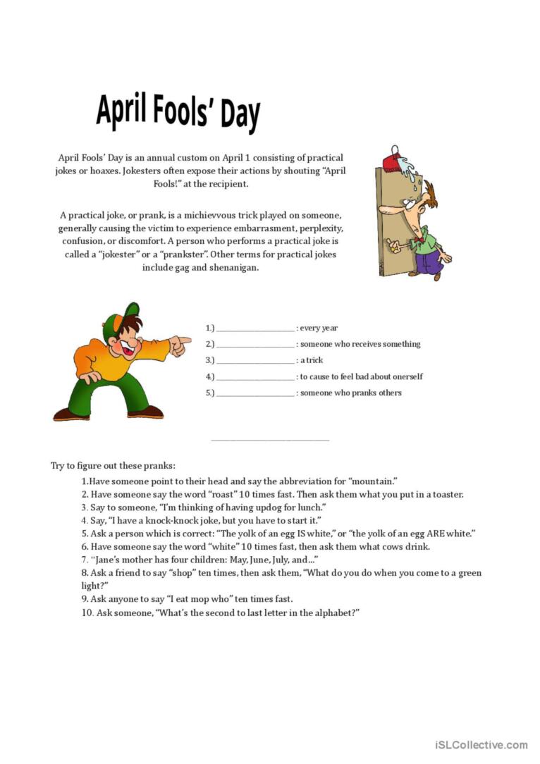 60 April Fools Day Worksheets 6