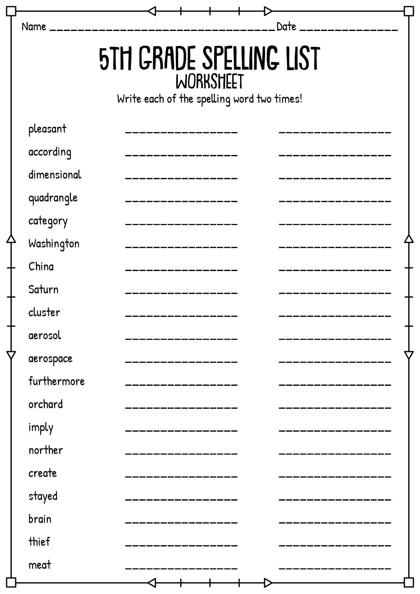 60 Best 5Th Grade Spelling Worksheets 15