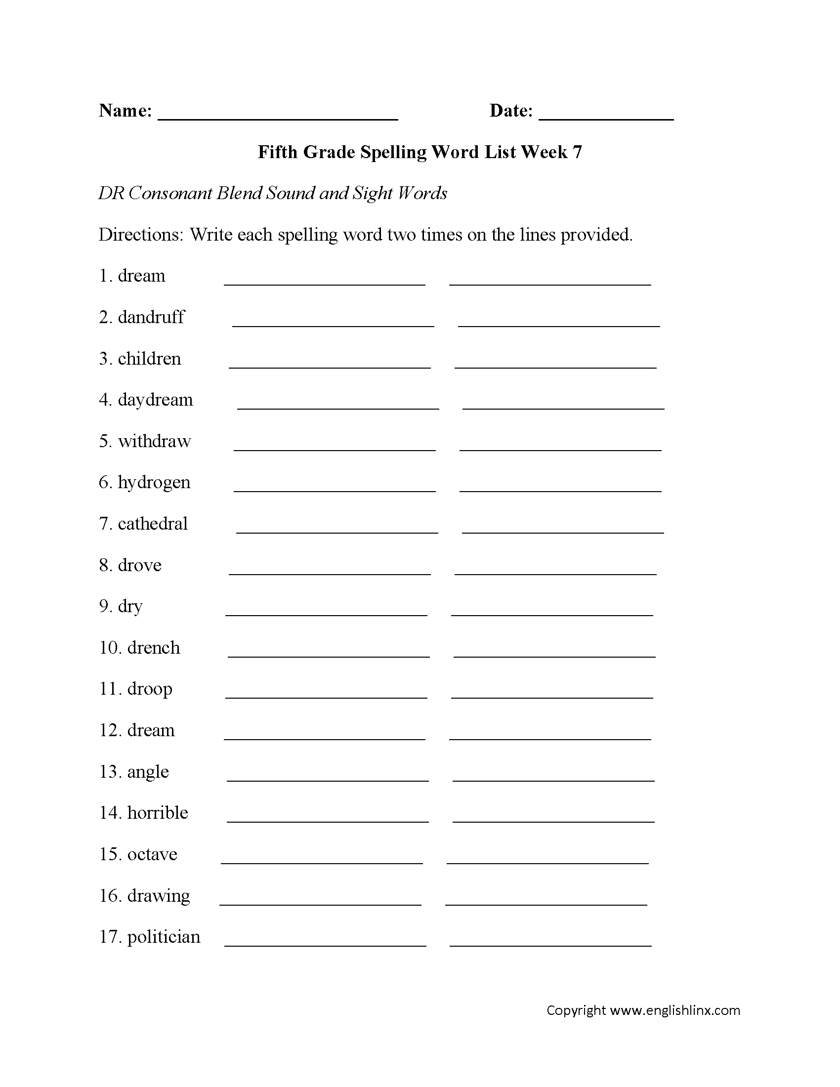 60 Best 5Th Grade Spelling Worksheets 2