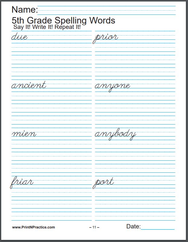 60 Best 5Th Grade Spelling Worksheets 20