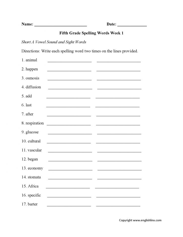 60 Best 5Th Grade Spelling Worksheets 31