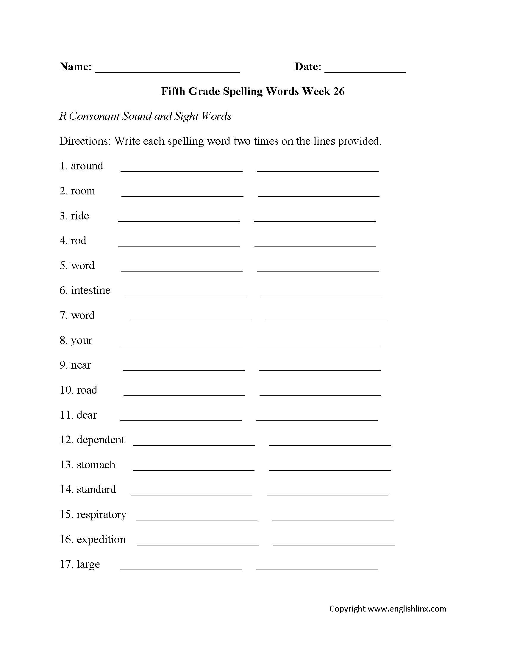 60 Best 5Th Grade Spelling Worksheets 45