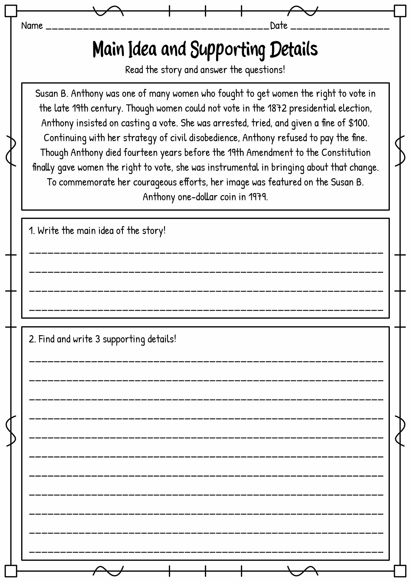 60 Central Idea Worksheets Pdf 19