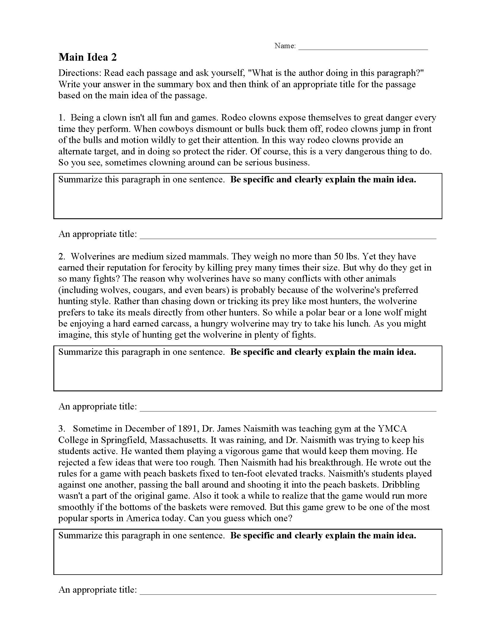 60 Central Idea Worksheets Pdf 36