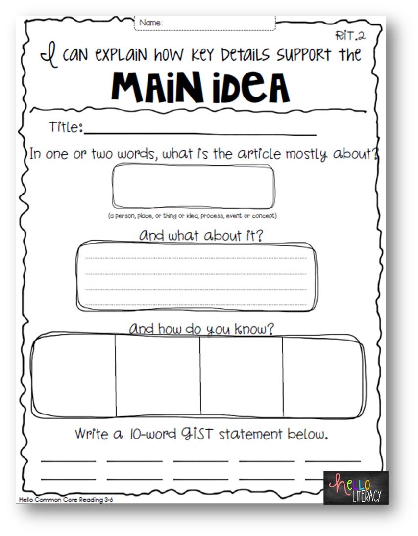 60 Central Idea Worksheets Pdf 43